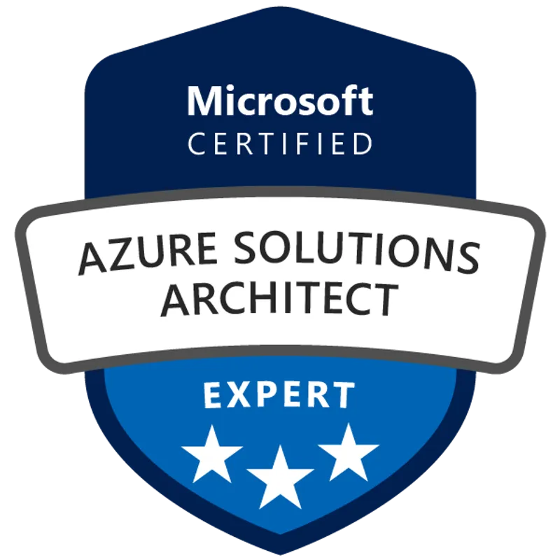 Microsoft-certificering badge voor Azure Solutions Architect Expert